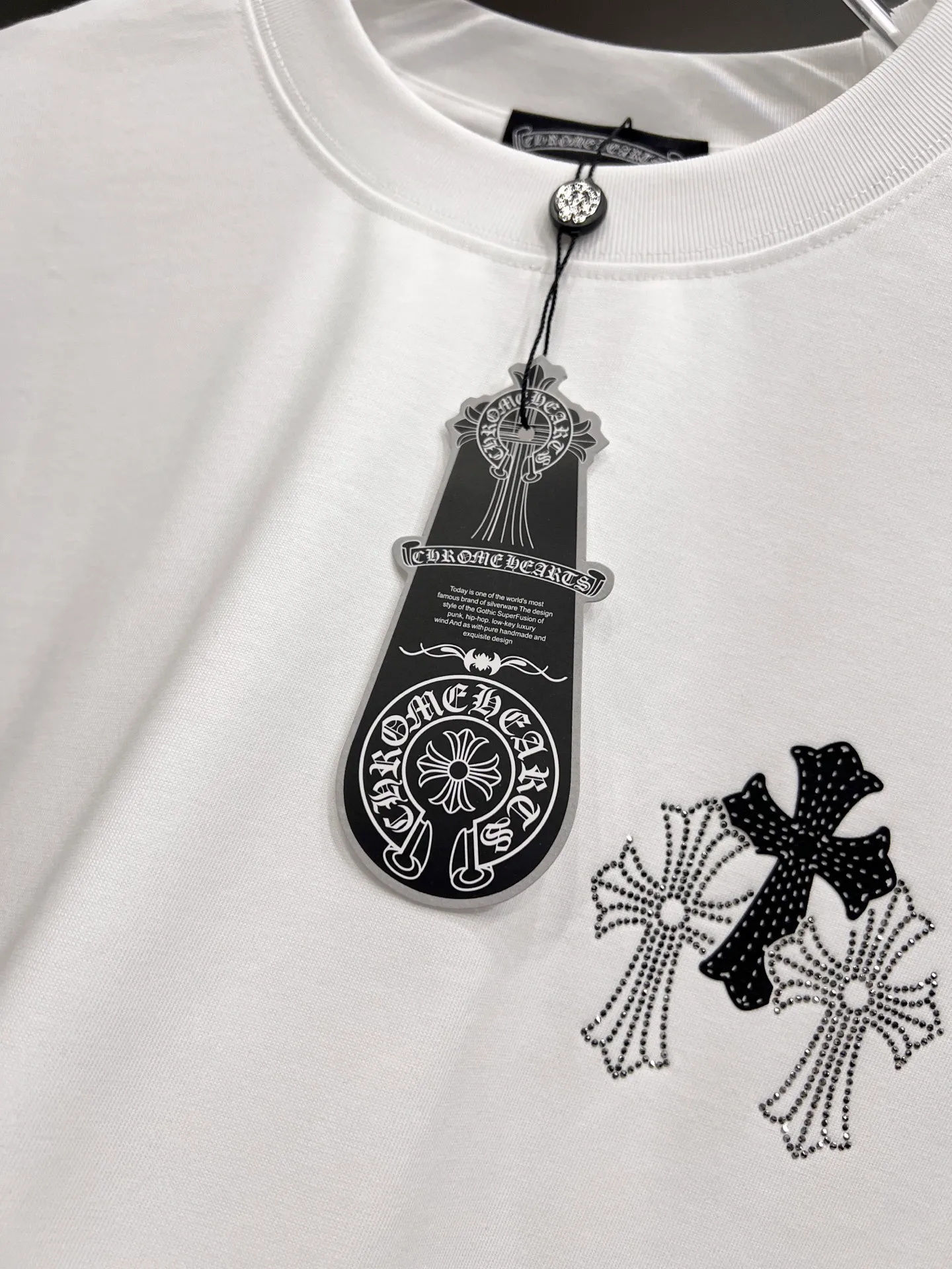 🅿️190 CH Crowe 2025 autumn and winter new short-sleeved T-shirt, cross foam technology + Middle Eastern Australian diamond design technology, the real thing is great🔥Same style for men and women, loose version, size S M L XL XXL five sizes black white